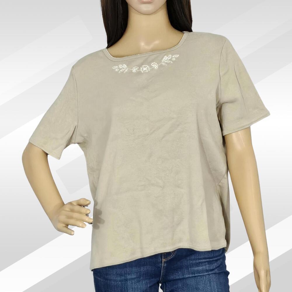 *Jaclyn Smith Tan Short Sleeve Top Size L